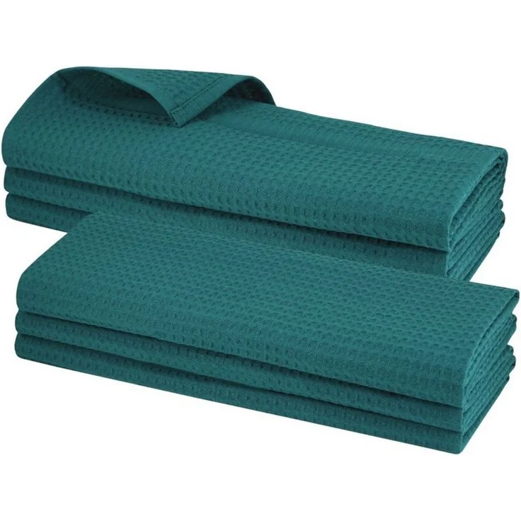 Engelland Geschirrtuch Poliertuch, (Vorteils-Set, 6-tlg, Waffel-Pique), 100 % Baumwolle, integrierte Aufhängeschlaufe, 70x50 cm – Bild 1