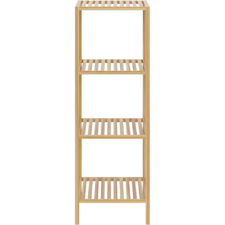 Badregal NEUSS M - 36 x 36 x 112 cm, Holz, Natura | Badezimmer-Aufbewahrungsregal Bambusregal Organziger Bad – Bild 4