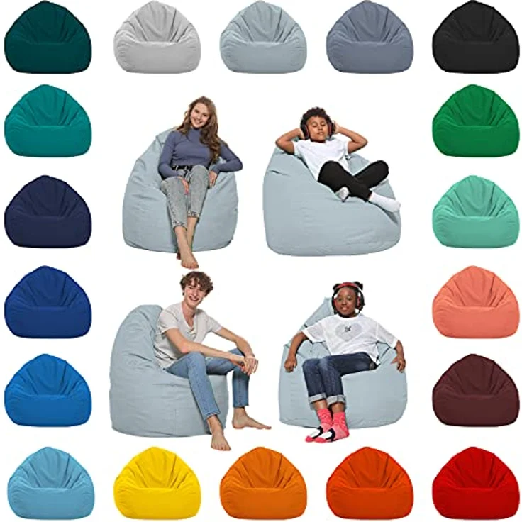 HomeIdeal - Sitzsack XXL Bodenkissen für Erwachsene & Kinder - Geeignet für Gaming oder Entspannen - Indoor wie Outdoor da er Wasserfest ist - mit EPS Perlen, Farbe:Grau, Größe:XL – Bild 2
