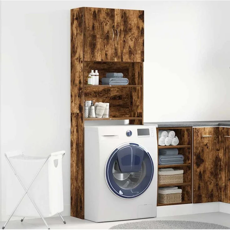 vidaXL Waschmaschinenschrank Räuchereiche 64x24x190 cm Holzwerkstoff 859131 – Bild 2