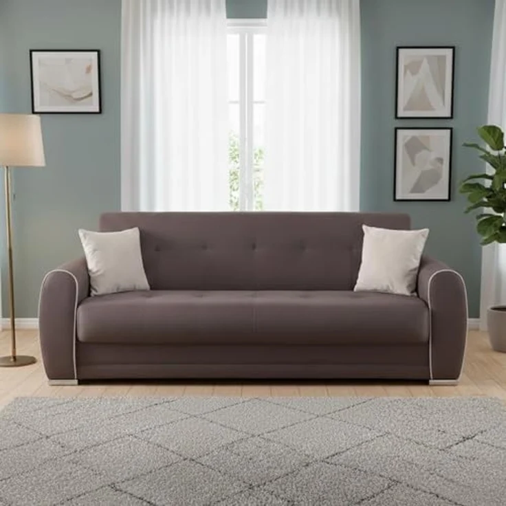 Dmora Schlafsofa 3-Sitzer Alejandro 224x85 cm Grau Stauraum – Bild 1