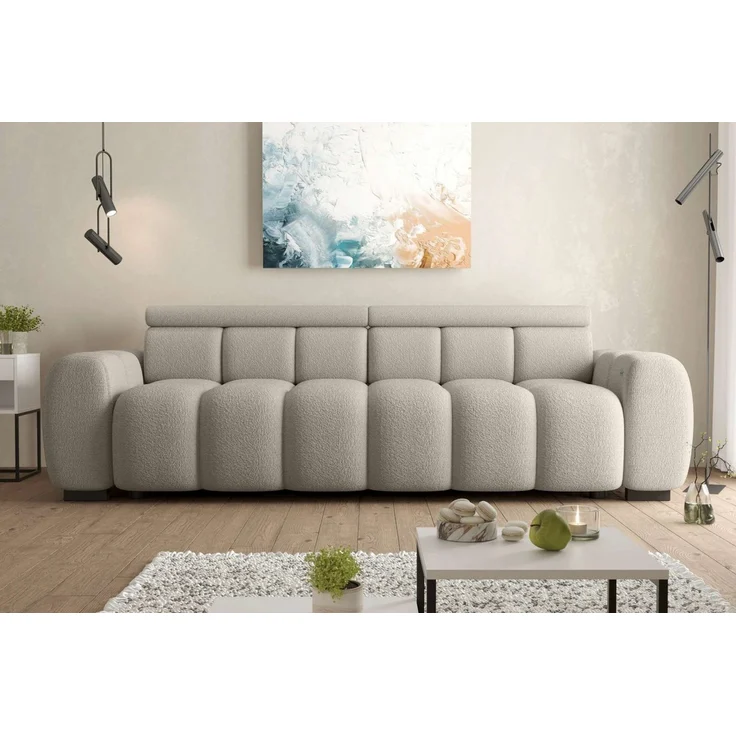 99rooms Alessio Bigsofa Boucle-Stoff ABRIAMO Cappuccino mit Sitztiefenverstellung – Bild 5