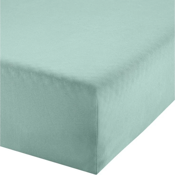 Erwin Müller 'Freising' Spannbettlaken, Gummizug: Rundumgummi, 1 Stück, Elasthan-Jersey-Stretch Uni, Jade, Boxspringbett - 90x190 cm - 100x220 cm – Bild 5