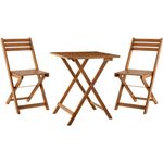 Juskys 'Bala' Balkonmöbel Set - Sitzgruppe 3 teilig für 2 Personen, klappbar, Akazienholz natur, 60 x 56 x 72 cm