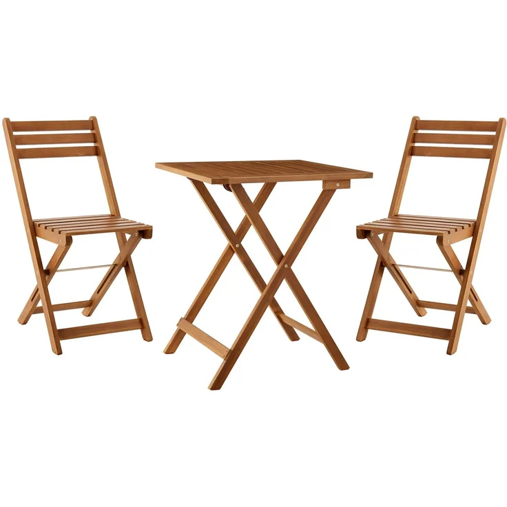Juskys 'Bala' Balkonmöbel Set - Sitzgruppe 3 teilig für 2 Personen, klappbar, Akazienholz natur, 60 x 56 x 72 cm – Bild 1