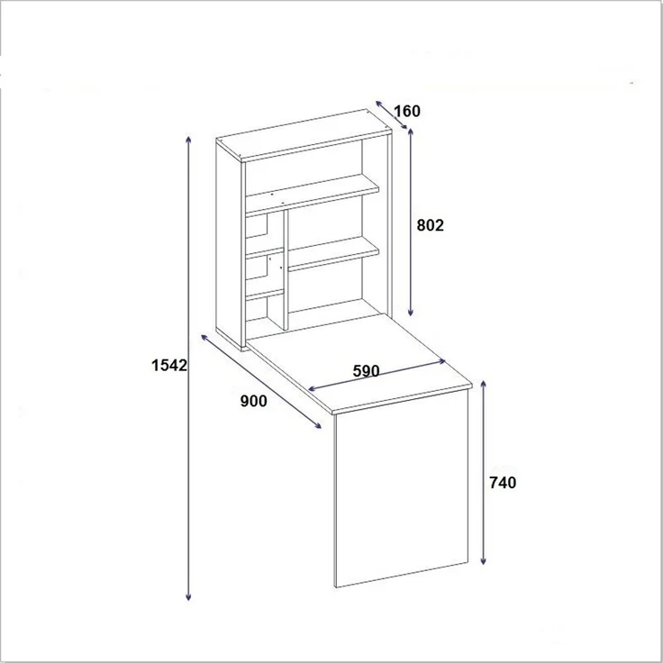 Skye Decor 'Sedir - Anthracite' Schreibtisch, Anthrazit, 59 x 74 x 90 cm – Bild 5