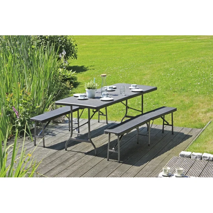 Tischset Gartengarnitur VENTANA Kunststoff Rattanoptik 3-teilig – Bild 2