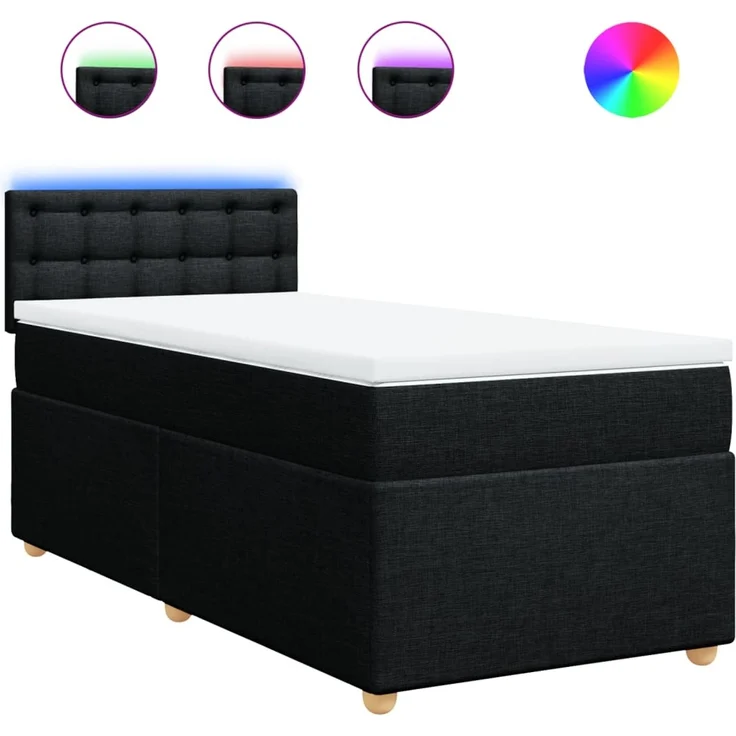 vidaXL Boxspringbett mit Matratze Schwarz 80x200 cm Stoff 3288823 – Bild 2