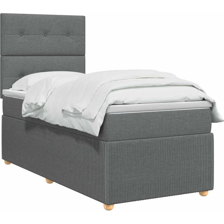 vidaXL Boxspringbett mit Matratze Dunkelgrau 100 x 200 cm Stoff 3454327 – Bild 3