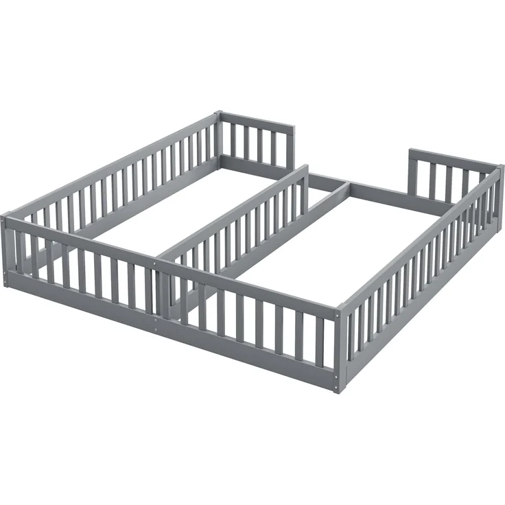 CHICFURN Bett Kiefernholz Grau 90x200 cm mit Sicherheitsgitter ohne Lattenrost – Bild 8