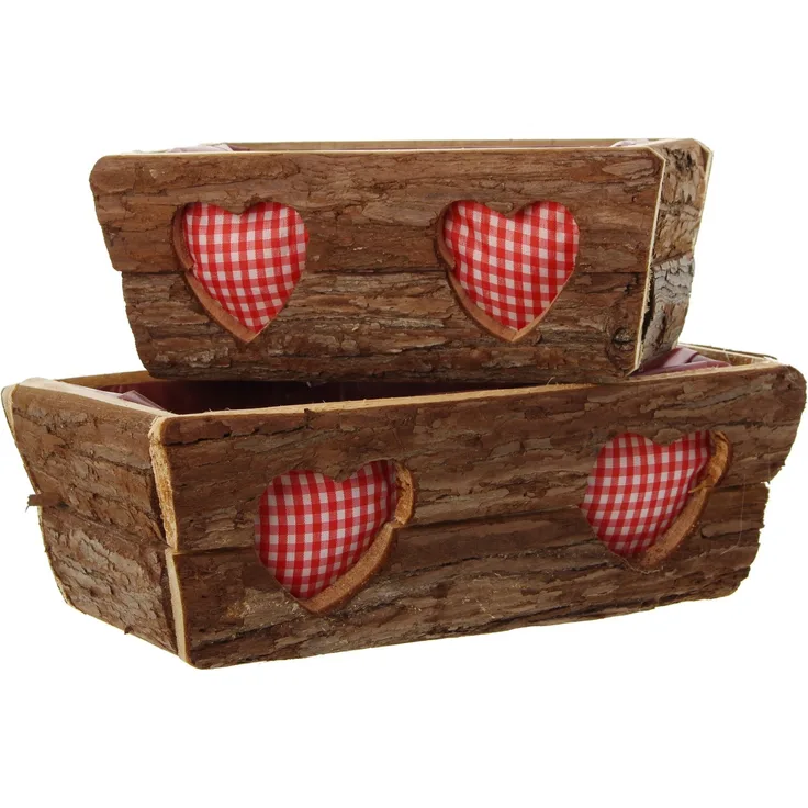 Pflanzkasten Rinde 2er Set Pflanzschale Pflanzkorb Blumentopf Pflanztopf