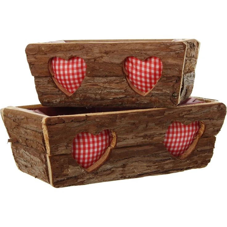 Pflanzkasten Rinde 2er Set Pflanzschale Pflanzkorb Blumentopf Pflanztopf – Bild 1