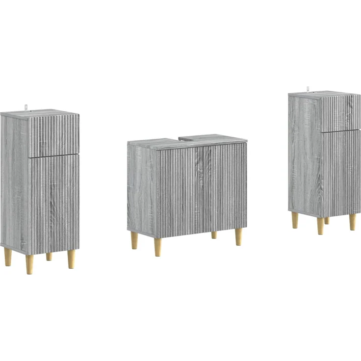 vidaXL 3-teiliges Badezimmer-Schranksystem ARNHEM 3 stk. Sonoma-Grau 3418014 – Bild 2