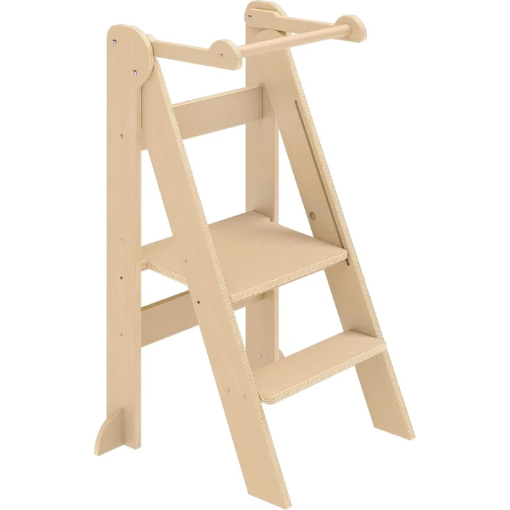 Bellabino 'Tay' Lernturm für Kinder ab 1 Jahr, Tritt 2-fach höhenverstellbar, natur, Birke Sperrholz, klappbar, Tritthocker bis 50 kg belastbar – Bild 2