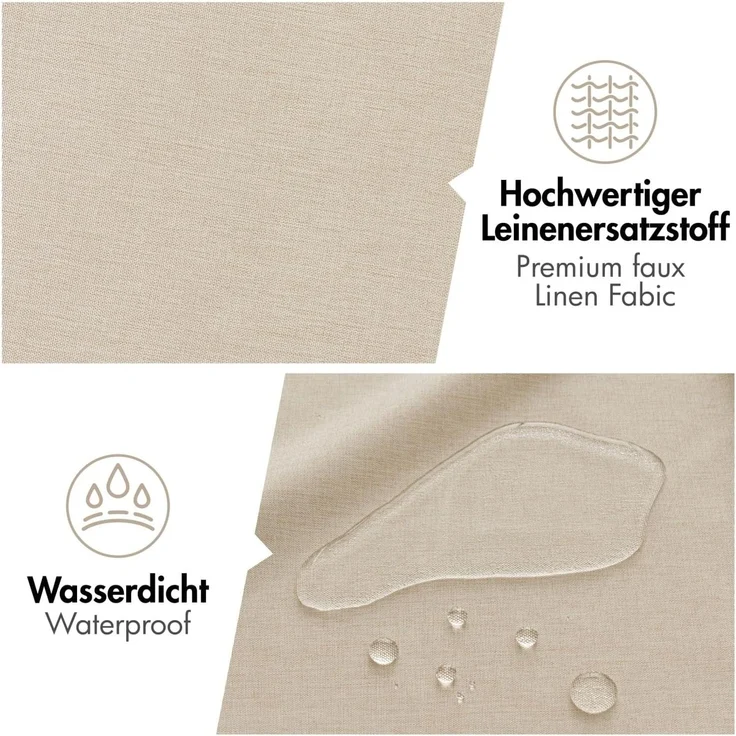 Woaboy Duschvorhang Leinenoptik Anti-Schimmel Beige 180x200 cm – Bild 4