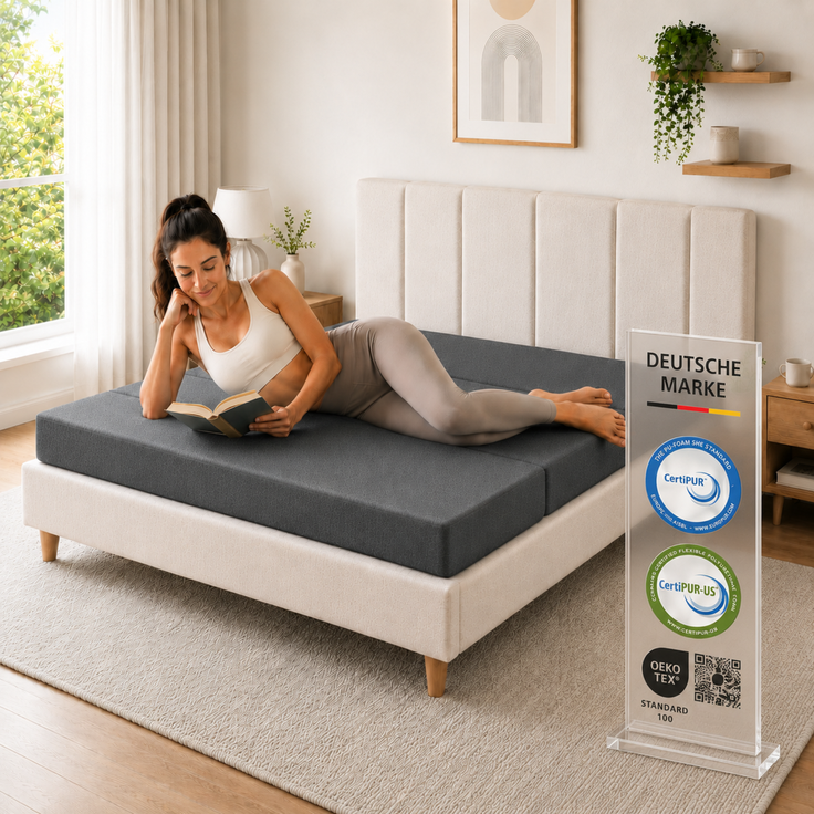 Arensberger Luisa Faltmatratze 15 cm Gel Memory Foam klappbar Gästematratze mit Tragetasche