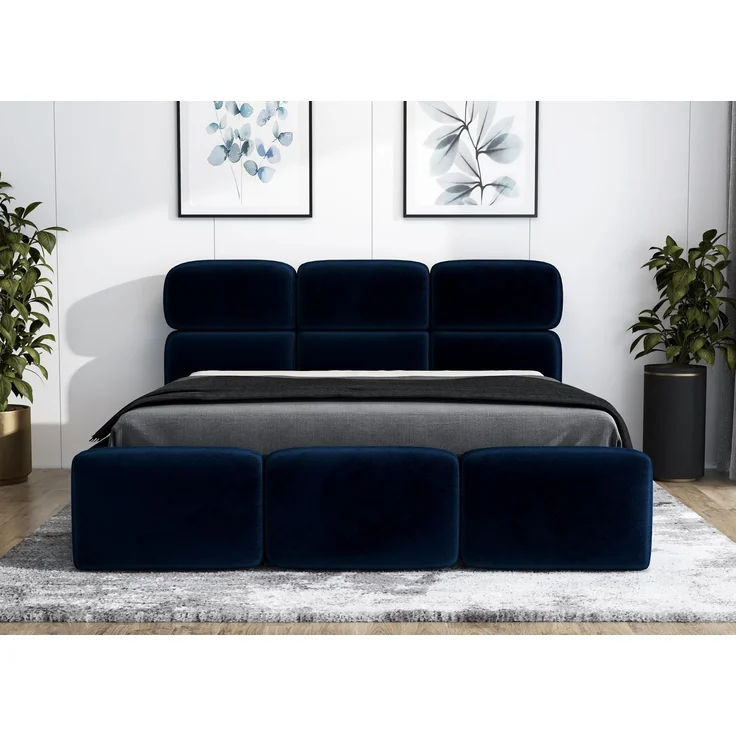 Polsterbett MAROKO 120x200 ohne Matratze mit Bettkasten und Lattenrost. Farbe: Blau 11 – Bild 1