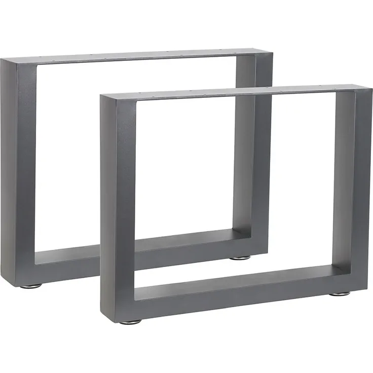 Tischuntergestell 64x40 cm Möbelfüße Grau Tischbeine Industrie Bankkufen Stahl