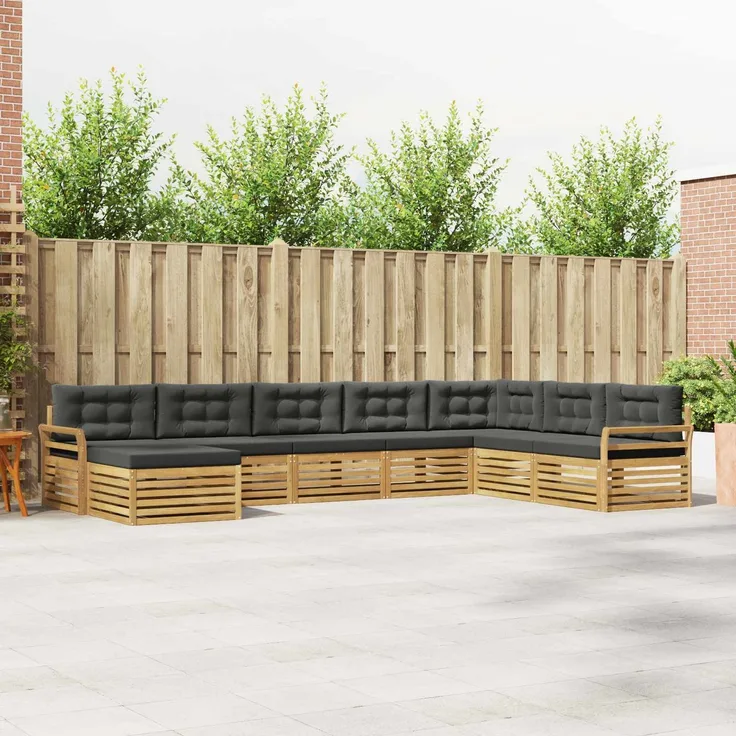vidaXL Outdoor-Sofagarnitur 8 stk. 7-Sitzer Weiß und Anthrazit 3390967