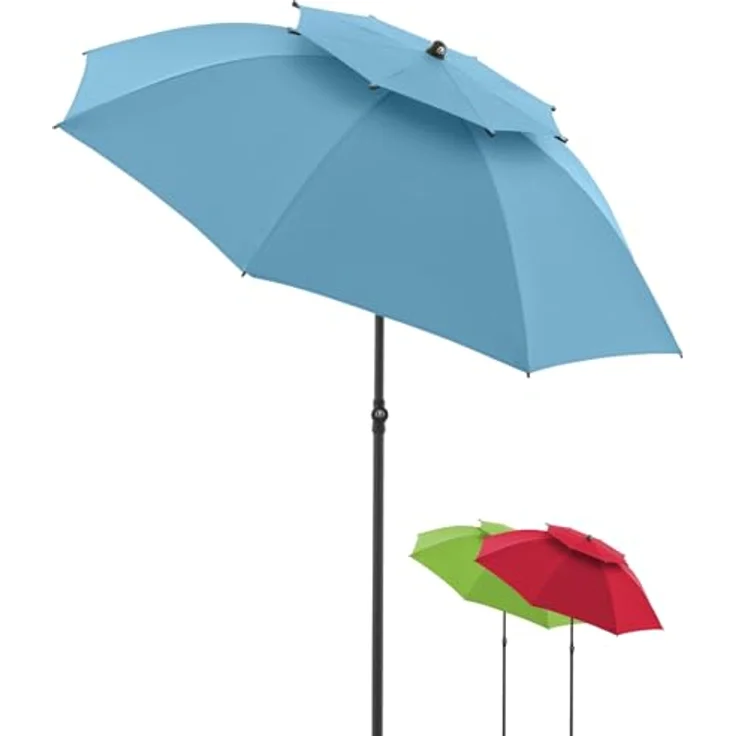 Doppler Strandschirm Windprofi Neo 200, robuster Sonnenschirm mit Lichtschutzfaktor 50+, blau – Bild 2