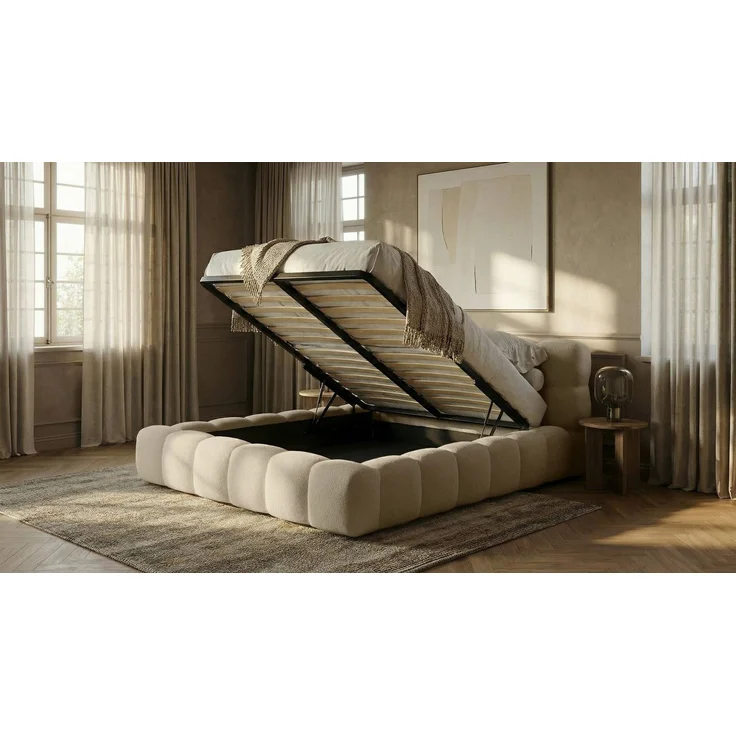thematys Polsterbett CLOUD mit Bettkasten 160x200cm, Ohne Matratze, Davis, Kreme – Bild 4