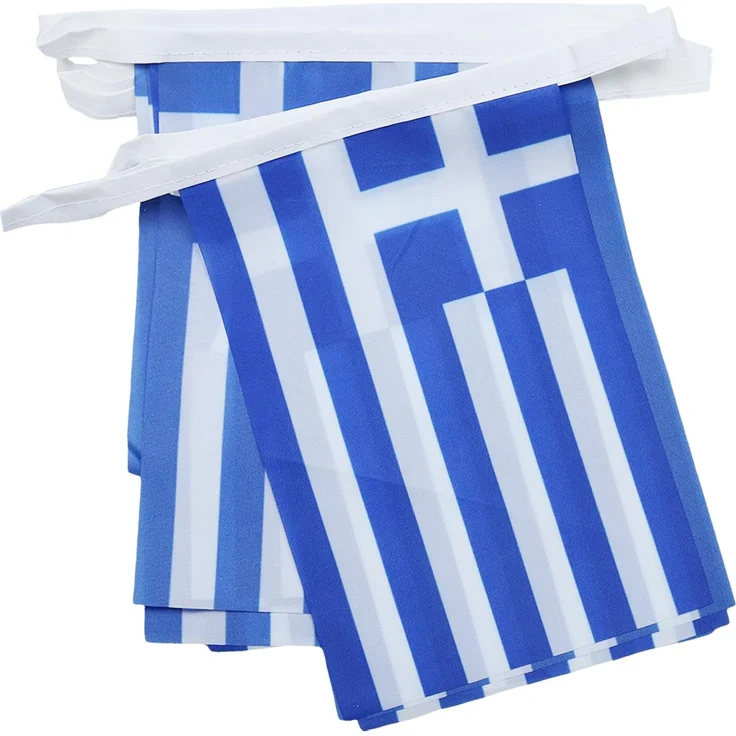 AZ FLAG - Fahnenkette Griechenland 6 Meter Mit 20 Flaggen - 21x14 cm - Griechische Girlande Flaggenkette 14x21 cm