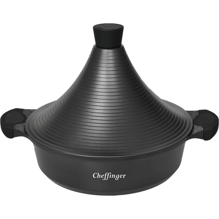 Tajines Tagine Topf Schmortopf Dampfgarer Ø 32 cm Cheffinger CF-TAJ32 Schwarz – Bild 1