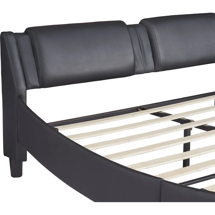 Polsterbett 140x200 cm aus Kunstleder mit LED-Beleuchtung – modernes Design und gepolstertes Kopfteil – Bild 10