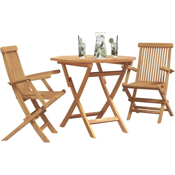 vidaXL Garten Essgruppe 3 pcs Braun Massivholz Akazie 3385965 – Bild 2