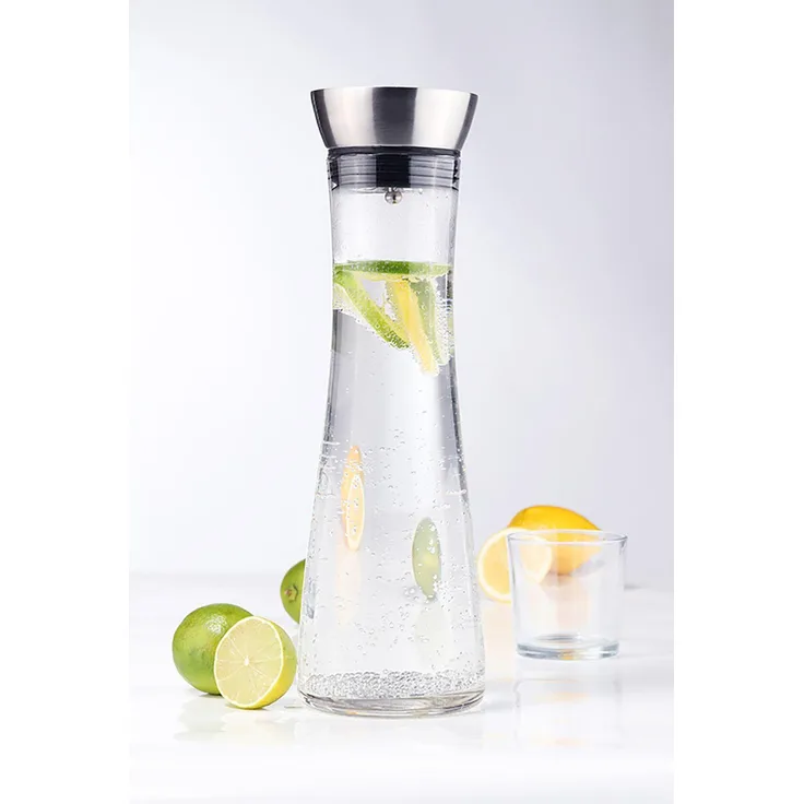 Wasserkaraffe Glaskaraffe Wasserkrug Krug Glas mit Sieb 1 Liter