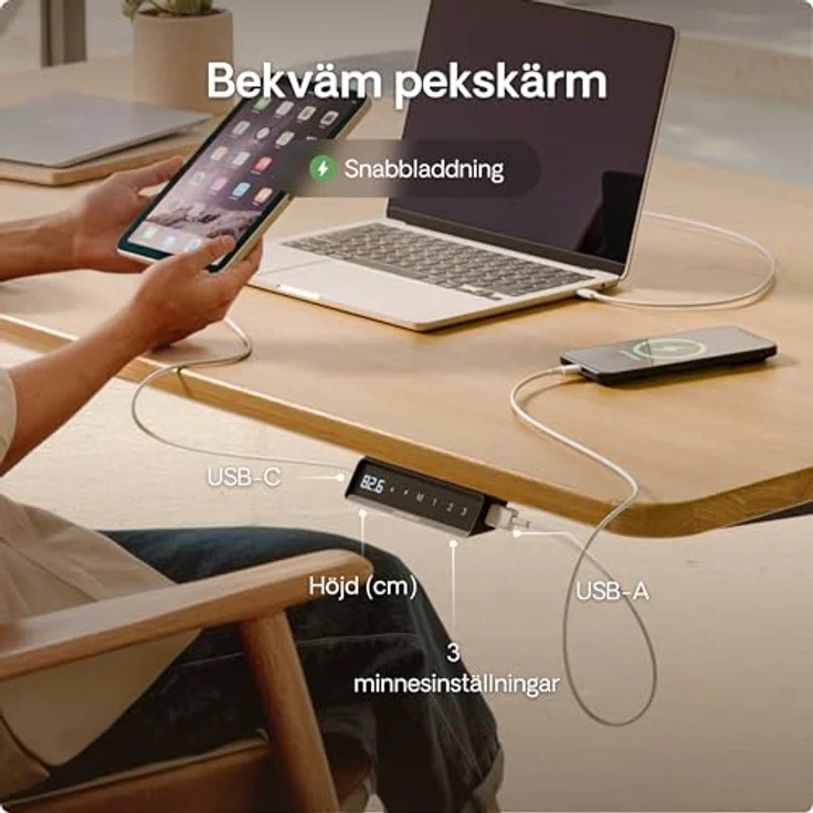 Desktronic Höhenverstellbarer Schreibtisch aus massivem Eichenholz (160x80 cm) – Elektrisch höhenverstellbar mit flüsterleisem Dual-Motor & Touchscreen – Hohe Tragfähigkeit – Stehtisch HomePro – Bild 7