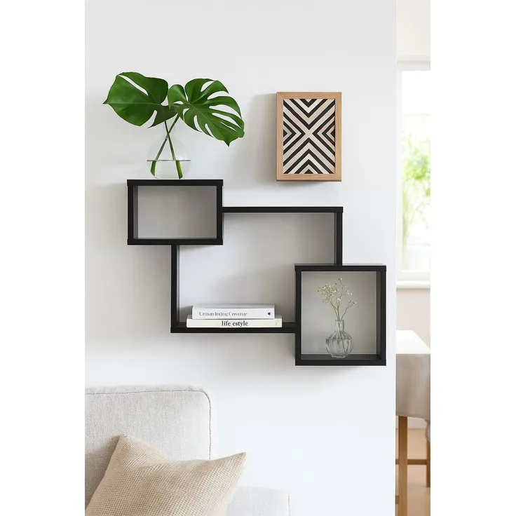 Wandregal im modernen Design – Schwarz – 3 Ablagen