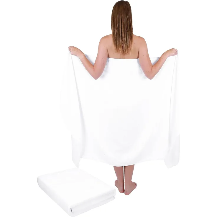 Betz Badetücher 2 Stück Badetuch groß XXL Saunatücher Strandtuch Dresden 100x200 cm, 100% Baumwolle (Set, 2-St), Farbe weiß