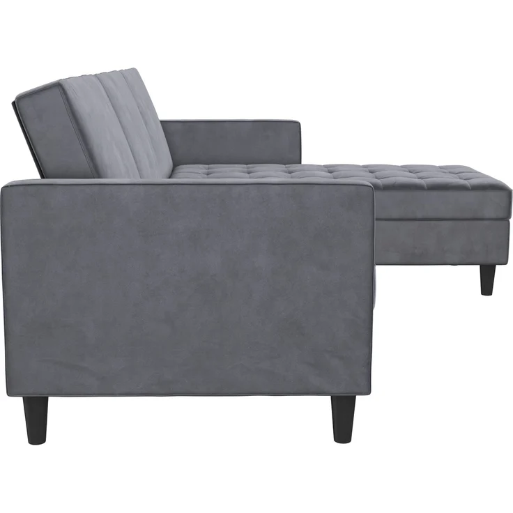Schlafsofa >Palermo< in Anthrazit, Samt - 213x82x154cm (BxHxT) – Bild 4