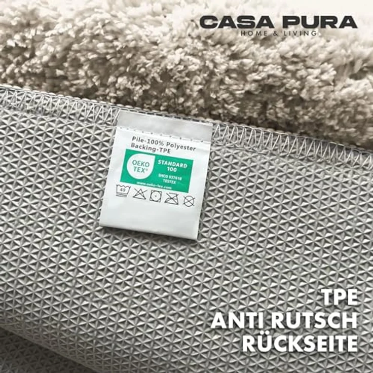 casa pura Badematte Ivory Sky Soft, rutschfester Badezimmerteppich, wassersaugender Mikrofaser-Teppich, waschbar bei 40°C, 50x80 cm, flauschige Shaggy-Optik – Bild 3