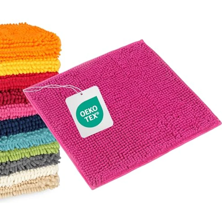 WohnDirect Badematte 45x45 cm | Pink - rutschfest & Waschbar - Badezimmerteppich zum Set kombinierbar, Badvorleger, WC Garnitur, Badteppich – Bild 1