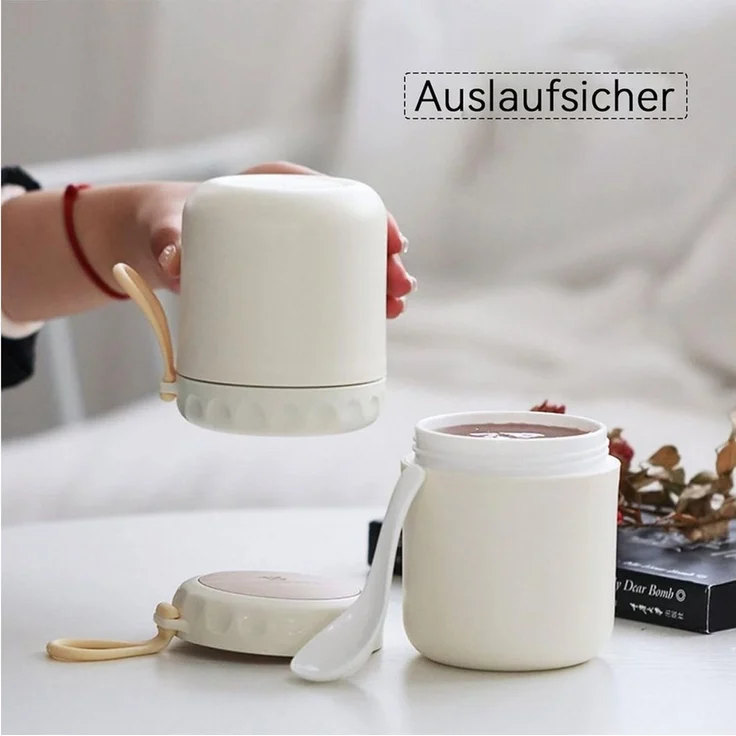 Coonoor Thermobehälter Edelstahl, 400ml Warmhaltebehälter Essen Lunchbox Löffel, Edelstahl, Edelstahl, für Suppen, Speisen, Müsli – Bild 3