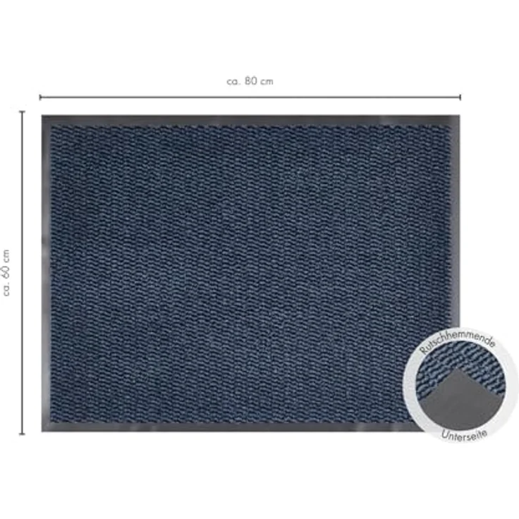 andiamo Fußmatte Easy - Schmutzfangmatte für den Hauseingang - flexibel einsetzbar als Türmatte innen, Fußabtreter im überdachten Außenbereich oder als Schuhmatte 60 x 80 cm Blau – Bild 3