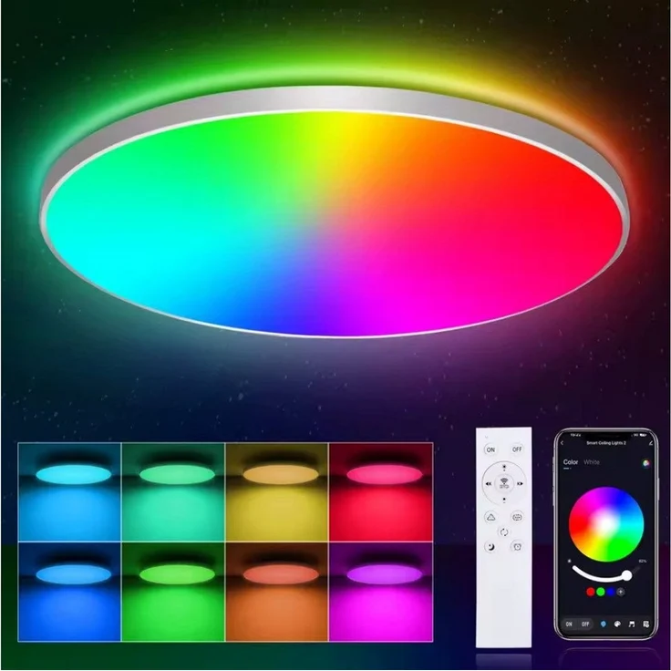 Athlix Deckenleuchte CE1133 Intelligente RGB-LED-Deckenleuchte, LED fest integriert, 16 Millionen RGB-Farben, Musik-Synchronisationsmodus – Bild 1