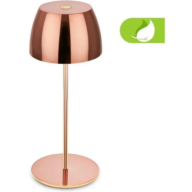 BRILONER - Mini LED Tischlampe kabellos IP44 mit Touch, stufenlos dimmbar, Akku & Lichtquelle tauschbar, Nachttischlampe, Wohnzimmer, LED Lampe, Akku Tischleuchte, 8x20 cm (DxH), Rosegold glänzend – Bild 2