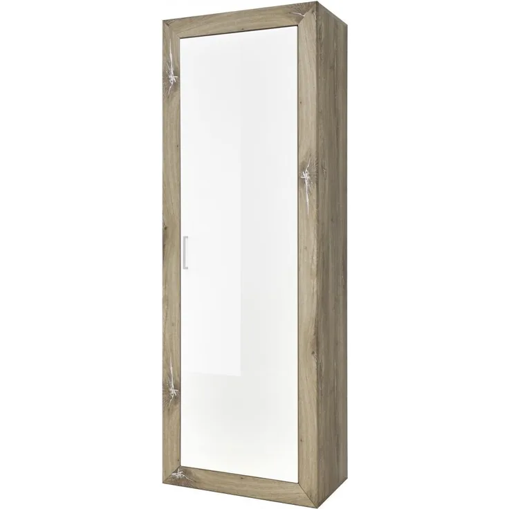 Hochschrank für Garderobe Schuhe Kleider Diele NEAPEL ca. 68 x 193 x 40 cm Eiche dunkel / Weiß Hgl.