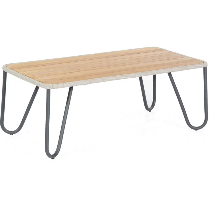 Sonnenpartner Loungetisch Charité 120x60 cm Alu/Teakholz/Polyrope silbergrau Tisch