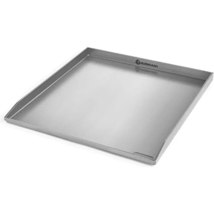 BURNHARD® Plancha Grillplatte Edelstahl für Gasgrill EARL Serie, spülmaschinenfest, Silber, 42,5 x 39,6 x 3 cm – Bild 1
