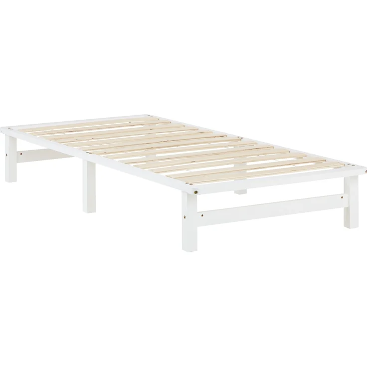 Holzbett 90x200 mit Matratze Holzbettrahmen Weiß Palettenbett Einzelbett Bett Massiv Holz Bettgestell – Bild 8