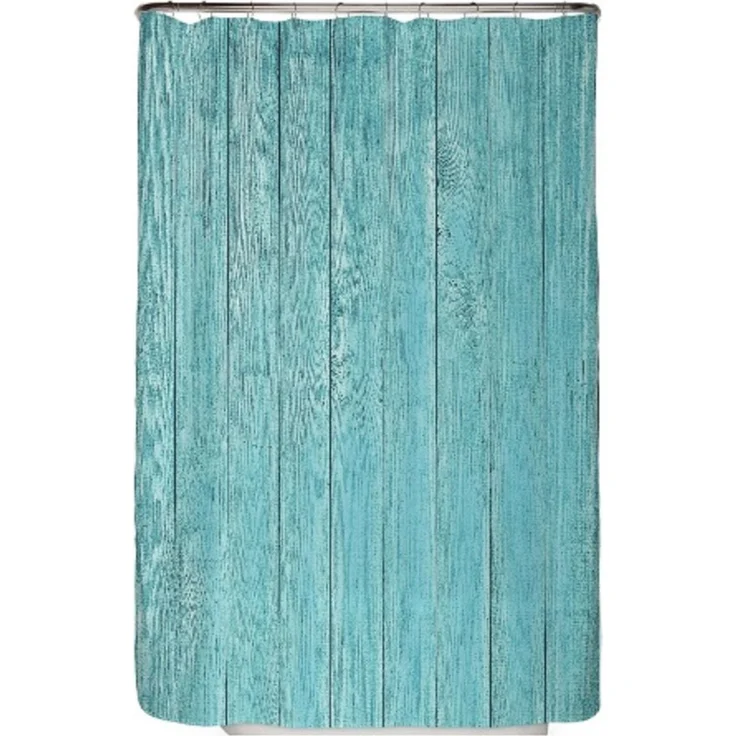 arteneur® - Holz Türkis - Anti-Schimmel Duschvorhang 120x200 - Recycelt mit Öko-Tex Standard 100 - Beschwerter Saum, Blickdicht, Wasserdicht, Waschbar, 8 Ringe & E-Book mit Reinigungs-Tipps – Bild 1