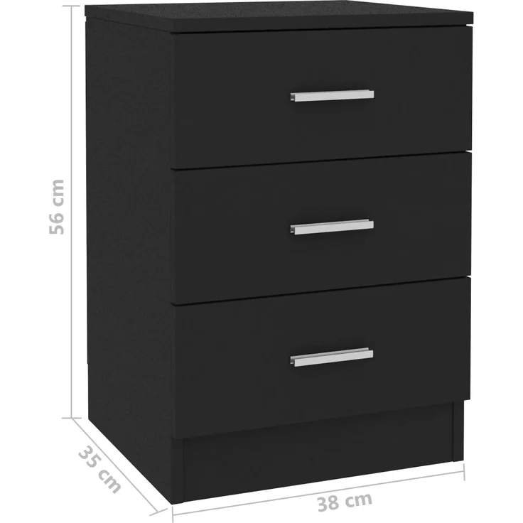 vidaXL Nachttisch Schwarz 38x35x56 cm Holzwerkstoff 800452 – Bild 5