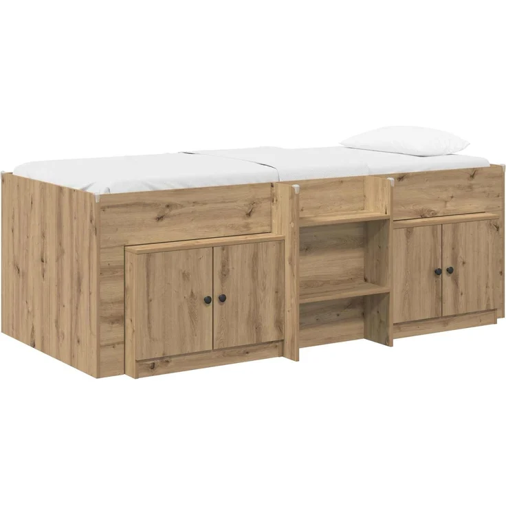 vidaXL Loft Bettgestell mit Schrank 3 Stk. Artisan-Eiche Holzwerkstoff 3423365 – Bild 2