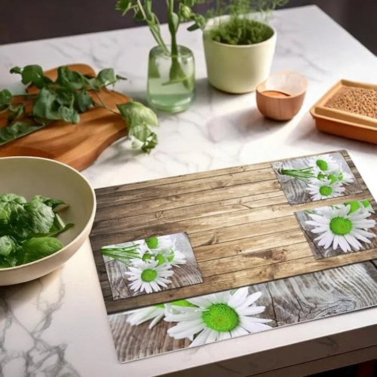 matches21 HOME & HOBBY Platzset Tischset Margeriten. Blumen Tischunterlage Tischdeko, (12-St), modernes Esstisch Platzdeckchen als abwaschbarer Tischuntersetzer – Bild 4
