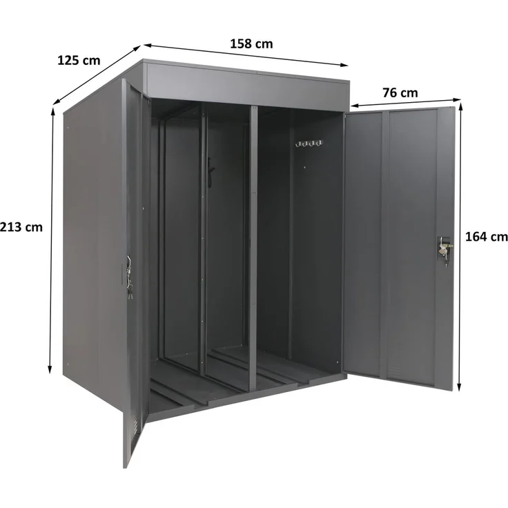 2er-Fahrradgarage HWC-H66b, Fahrradbox Fahrradunterstand abschließbar Metall 213x158x125cm ~ anthrazit – Bild 3