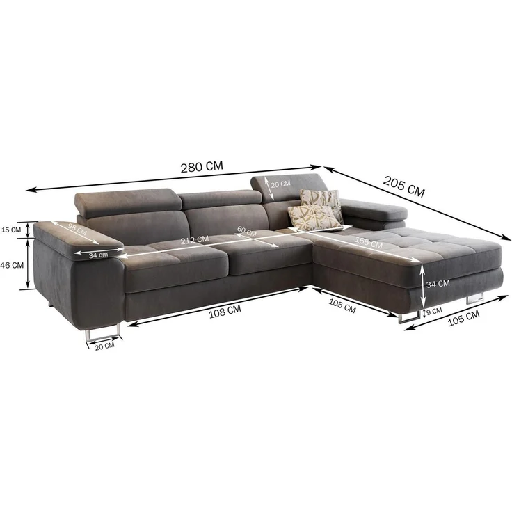 Masseno Ecksofa ELMA mit Schlaffunktion L-Form, Sofa mit Bettkasten – Bild 4